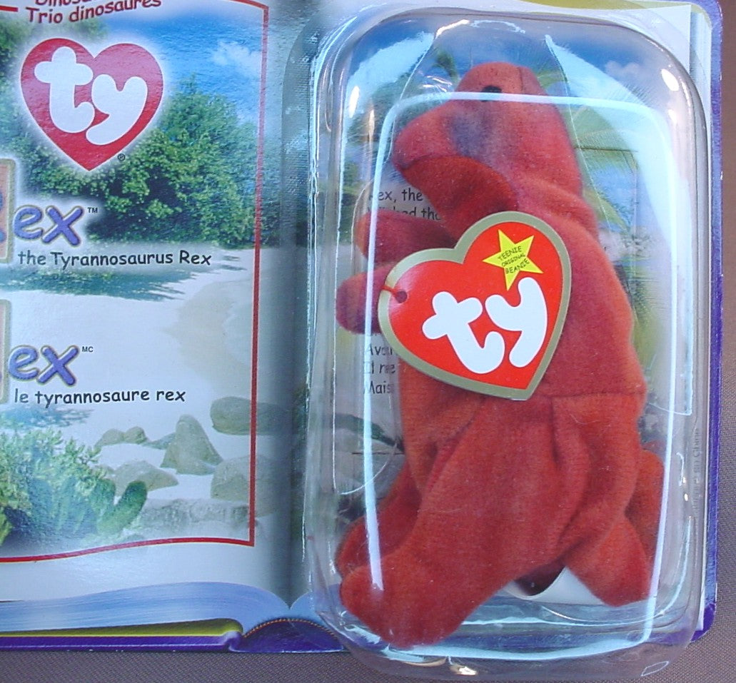 Ty Beanie Babies Rex The Tyrannosaurus Dinosaur In The Original Sealed Package, 2000 McDonalds, Dinosaur Trio