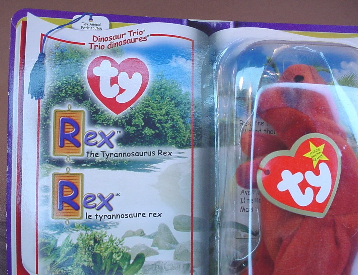 Ty Beanie Babies Rex The Tyrannosaurus Dinosaur In The Original Sealed Package, 2000 McDonalds, Dinosaur Trio