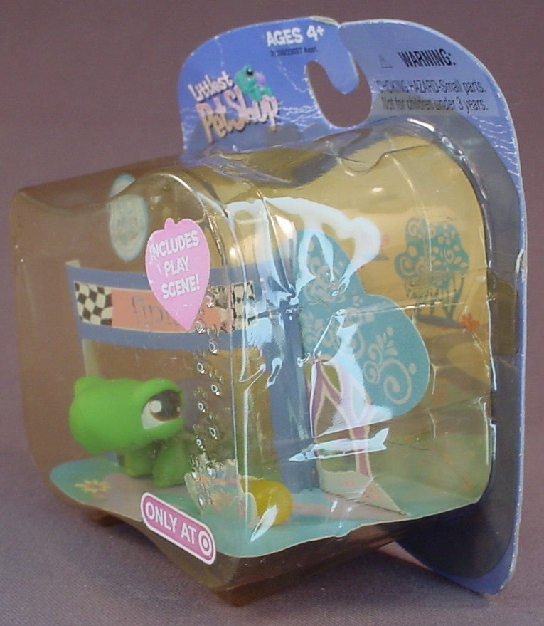 Littlest Pet Shop #316 Green Frog With A Purple Shell In The Original Sealed Package, The Package Has Some Wear, 2006 Hasbro, Aquarium Friends, Target Exclusive, Collectible Pets, LPS