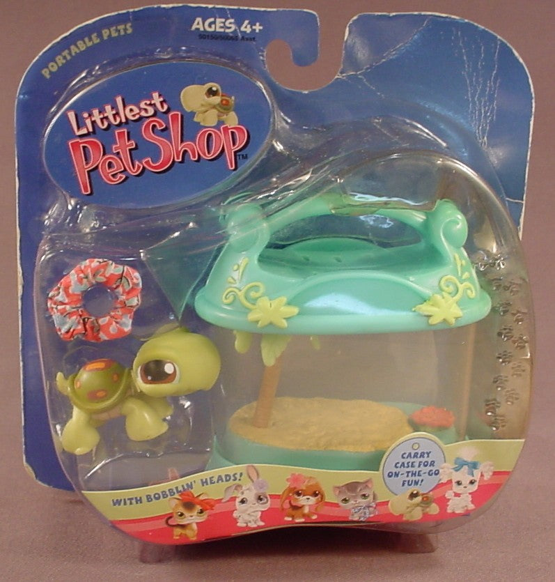 Littlest Pet Shop #8 Green Frog With Terrarium In The Original Sealed Package, The Package Has Some Wear, 2004 Hasbro, Portable Pets, LPS