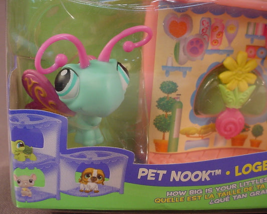 Littlest Pet Shop #355 Blue Butterfly With The Display & Play Pet Nook In The Original Sealed Package, Squeaky Clean Pets, 2007 Hasbro