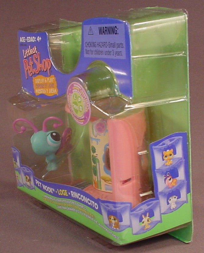 Littlest Pet Shop #355 Blue Butterfly With The Display & Play Pet Nook In The Original Sealed Package, Squeaky Clean Pets, 2007 Hasbro