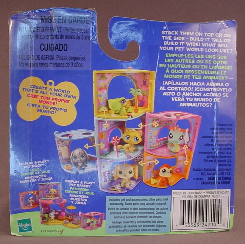 Littlest Pet Shop #355 Blue Butterfly With The Display & Play Pet Nook In The Original Sealed Package, Squeaky Clean Pets, 2007 Hasbro