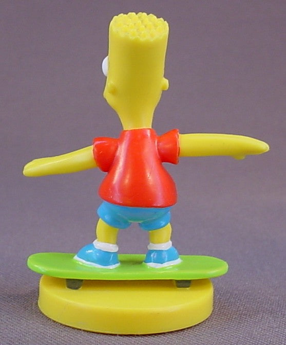 The Simpsons Bart On A Skateboard Figure, 2003 Kellogg's Cereal Premium, Simpson Family, 2 3/8 Inches Tall, PVC Figure On A Base, Kelloggs, Kellogg