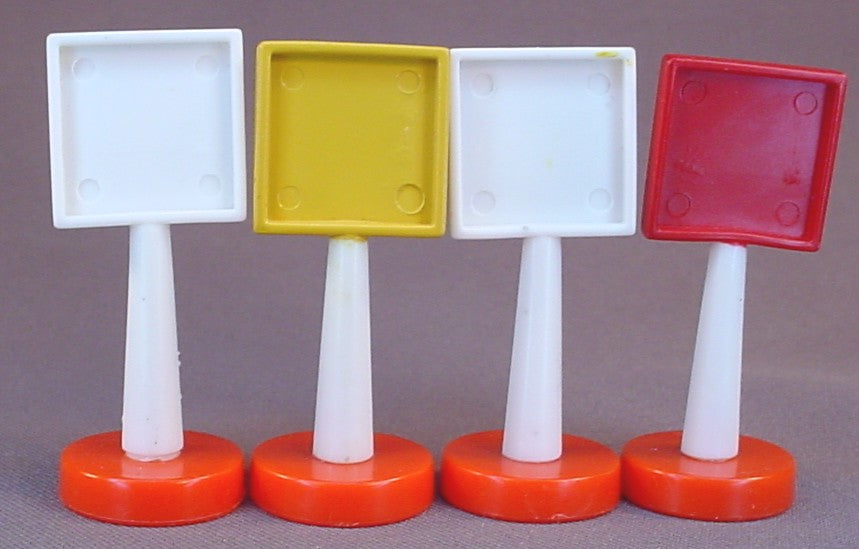 Thomas The Tank Engine & Friends Set Of 4 Plastic Road Signs On Bases, 4 1/2 Inches Tall, Railroad, Train