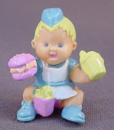 Mimi And The Go Goos Mini Polly Pocket Style Hamburger And The Scoffy Doll Or Figure, 1994 Blue Bird Toys, Mattel, The Hamburger Is About 1 1/4 Inches Tall, The Doll Is 1 Inch Tall, The Head Swivels, Bluebird, Vintage, Figurine