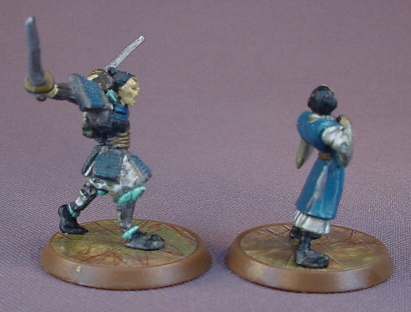 Heroscape Minis Pair Of Thora's Revenge Figures, #14 Kozuke Samurai, Wave 5, Mini Figure, 1 1/2 to 2 inches Tall