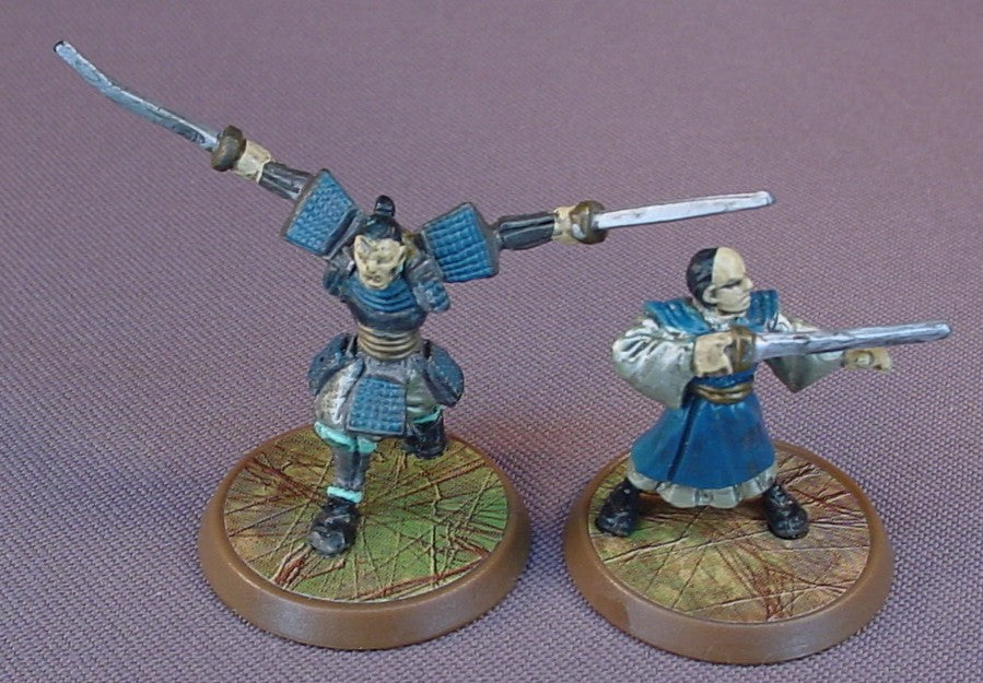 Heroscape Minis Pair Of Thora's Revenge Figures, #14 Kozuke Samurai, Wave 5, Mini Figure, 1 1/2 to 2 inches Tall