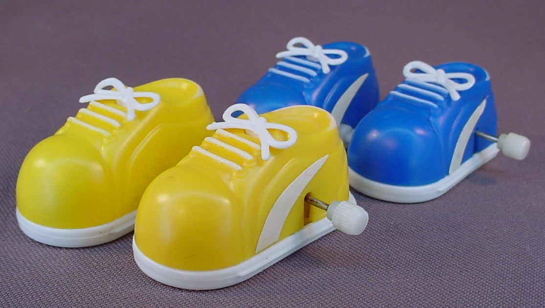 Wind-Up Walking Sneakers, Pair Of Wind Up Walking Shoes, The Shoes Are 2 Inches Long, Novelty Toy, Have Been Tested, Some People Have Said They Are Made By Tomy But I Can't Verify That