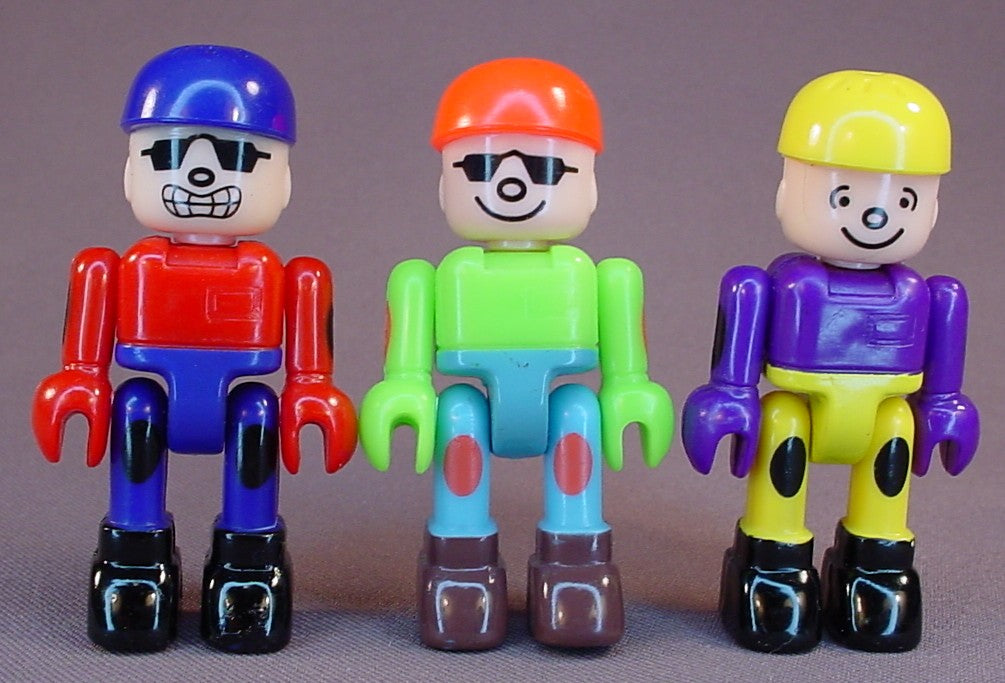 Supertoys Rolly Dome Magnetic Action Figure Lot Of 3, Have Magnets In The Bottom Of Their Feet, The Legs & Arms Move, The Heads Swivel, 1990's, Vintage Toys