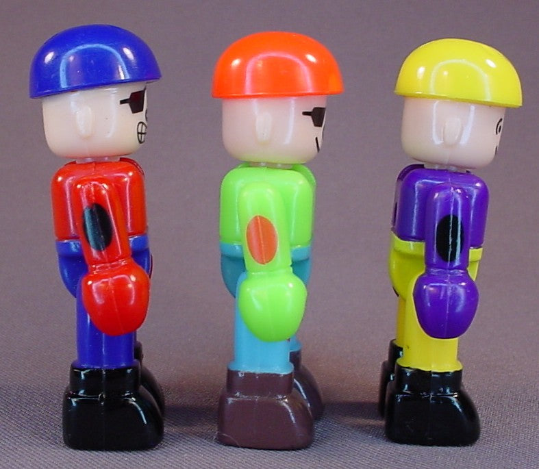 Supertoys Rolly Dome Magnetic Action Figure Lot Of 3, Have Magnets In The Bottom Of Their Feet, The Legs & Arms Move, The Heads Swivel, 1990's, Vintage Toys