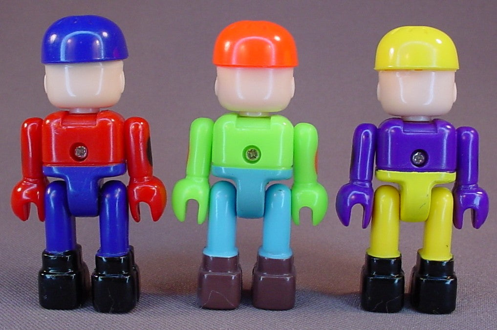 Supertoys Rolly Dome Magnetic Action Figure Lot Of 3, Have Magnets In The Bottom Of Their Feet, The Legs & Arms Move, The Heads Swivel, 1990's, Vintage Toys