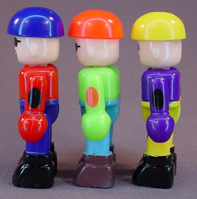 Supertoys Rolly Dome Magnetic Action Figure Lot Of 3, Have Magnets In The Bottom Of Their Feet, The Legs & Arms Move, The Heads Swivel, 1990's, Vintage Toys