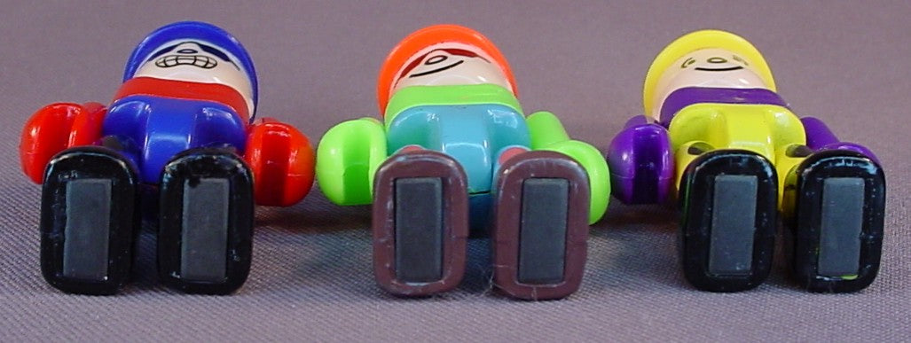 Supertoys Rolly Dome Magnetic Action Figure Lot Of 3, Have Magnets In The Bottom Of Their Feet, The Legs & Arms Move, The Heads Swivel, 1990's, Vintage Toys