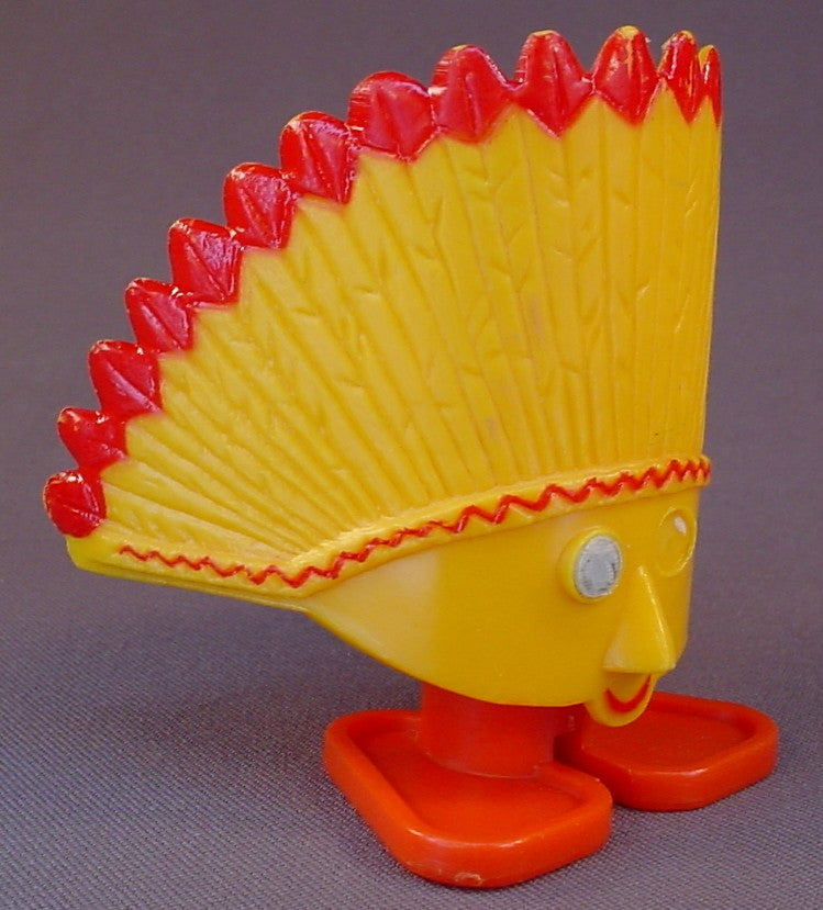 Wild West Wheelies Cowboy & Indian Toys, 1953 Irwin Toys, 2 5/8 And 3 1/2 Inches Tall, One Figure Is Missing A Glued On Eye, Archer Plastics, A Child Guidance Toy, Vintage