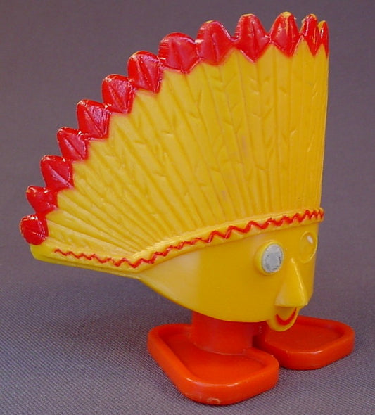 Wild West Wheelies Cowboy & Indian Toys, 1953 Irwin Toys, 2 5/8 And 3 1/2 Inches Tall, One Figure Is Missing A Glued On Eye, Archer Plastics, A Child Guidance Toy, Vintage