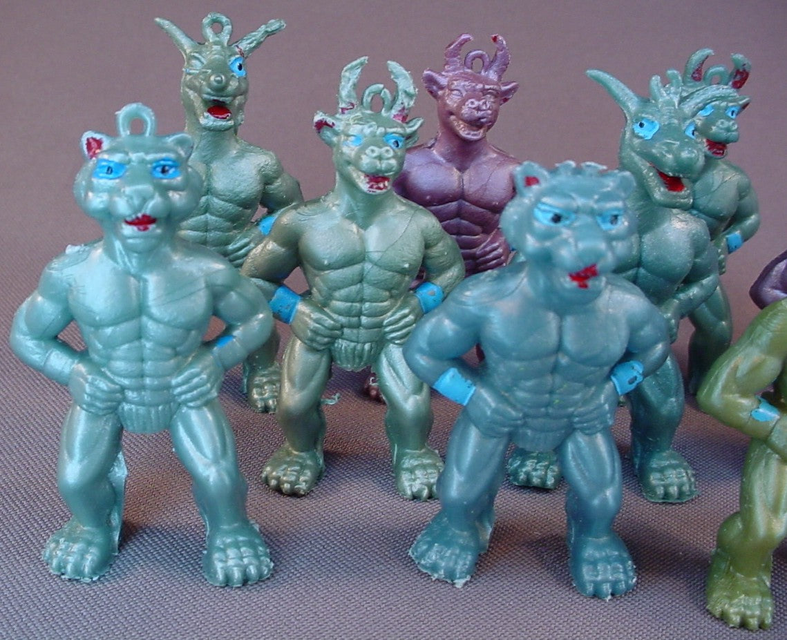 Muscle Galaxy Warriors, Lot Of 11 PVC Pencil Topper Figures, 2 1/2 To 2 3/4 Inches Tall, Vintage, 1980's, Hong Kong