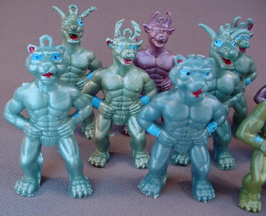 Muscle Galaxy Warriors, Lot Of 11 PVC Pencil Topper Figures, 2 1/2 To 2 3/4 Inches Tall, Vintage, 1980's, Hong Kong