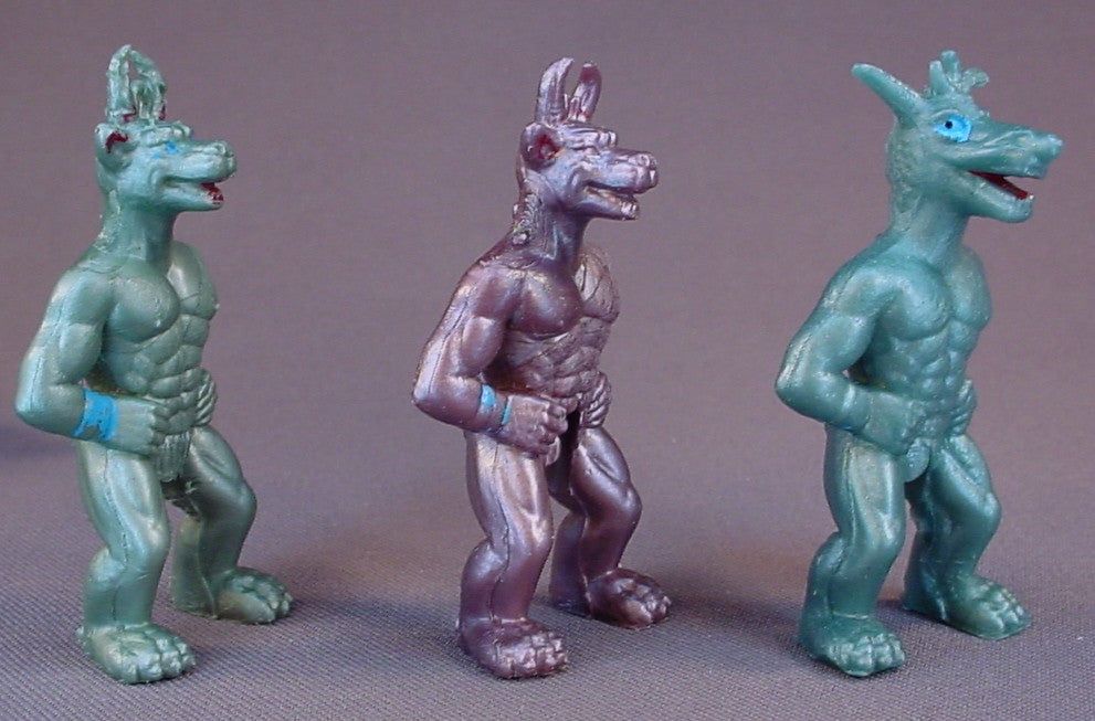 Muscle Galaxy Warriors, Lot Of 11 PVC Pencil Topper Figures, 2 1/2 To 2 3/4 Inches Tall, Vintage, 1980's, Hong Kong