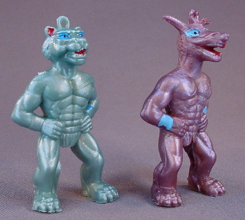 Muscle Galaxy Warriors, Lot Of 11 PVC Pencil Topper Figures, 2 1/2 To 2 3/4 Inches Tall, Vintage, 1980's, Hong Kong