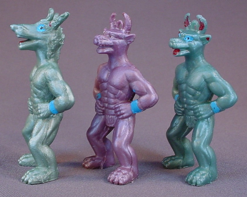 Muscle Galaxy Warriors, Lot Of 11 PVC Pencil Topper Figures, 2 1/2 To 2 3/4 Inches Tall, Vintage, 1980's, Hong Kong