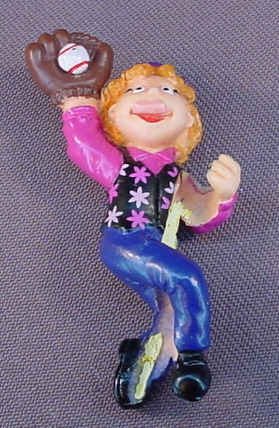 The Puzzle Place TV Show Jodi Pencil Topper PVC Figure, 2 1/2 Inches Tall, PBS, Wearing A Baseball Glove And Catching A Ball, Straw Rider