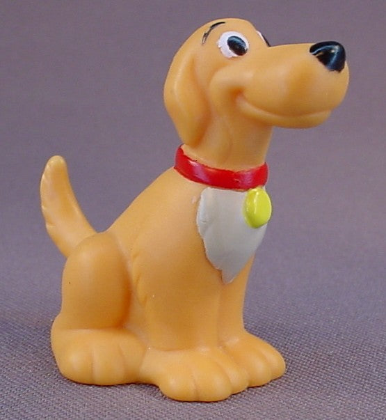ERTL Orange Brown Chunky Dog Figure With A Red Collar, 2 Inches Tall, Hollow Plastic, Farm Dog, Similar To Fisher Price