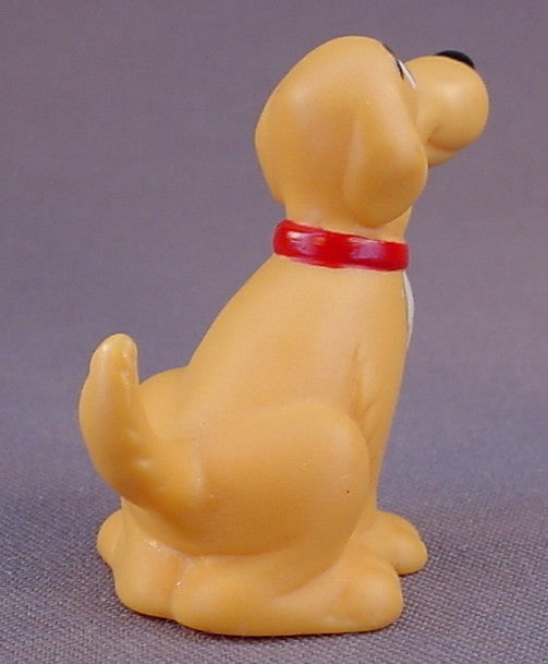 ERTL Orange Brown Chunky Dog Figure With A Red Collar, 2 Inches Tall, Hollow Plastic, Farm Dog, Similar To Fisher Price