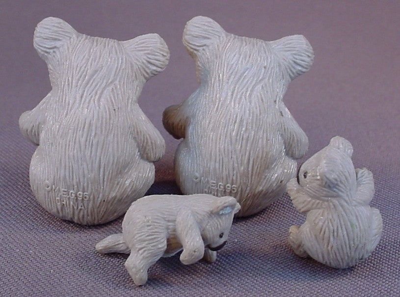Puppy In My Pocket, Koala Bear Family, #7 Katie, Set Of 2 Mother Animal Figures And 2 Different Baby Koala Figures, Baby Surprise, Jungle In My Pocket, Vintage, 1996 M.E.G.