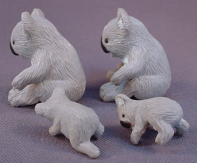 Puppy In My Pocket, Koala Bear Family, #7 Katie, Set Of 2 Mother Animal Figures And 2 Different Baby Koala Figures, Baby Surprise, Jungle In My Pocket, Vintage, 1996 M.E.G.