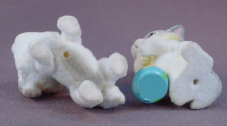Puppy In My Pocket Lot Of 4 Flocked Or Fuzzy Animal Figures, Kitty In My Pocket, 3 Dogs And 1 Cat, Vintage, M.E.G.