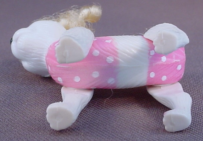 Polly Pocket White Dog With Real Hair, From A Happenin' Pet Salon, # 55503, Fashion Polly, The Legs Move, 2001 Mattel