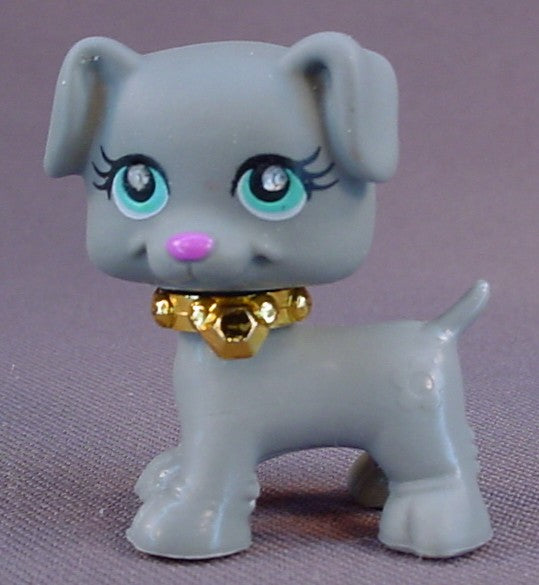 Polly Pocket Sparklin' Pets #2 Gray Puppy Dog With A Gold Collar, From A Mobile Set #L9868, 2007 Mattel