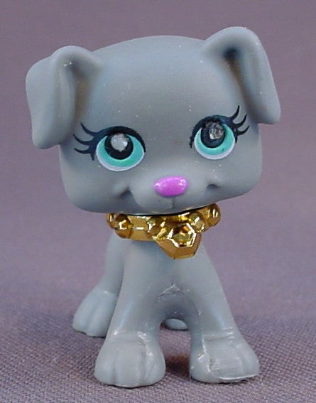 Polly Pocket Sparklin' Pets #2 Gray Puppy Dog With A Gold Collar, From A Mobile Set #L9868, 2007 Mattel