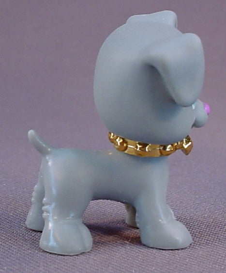 Polly Pocket Sparklin' Pets #2 Gray Puppy Dog With A Gold Collar, From A Mobile Set #L9868, 2007 Mattel