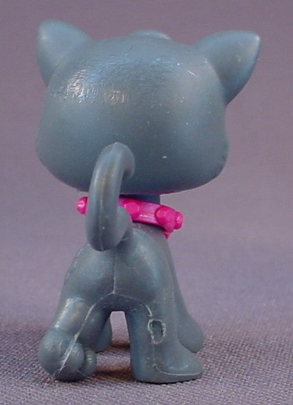 Polly Pocket Sparklin' Pets #101 Dark Gray Kitty Cat With A Dark Pink Collar From A Sparklin' Pets Dress Up Mini Set, Assortment P1927 Or P1928, 2008 Mattel