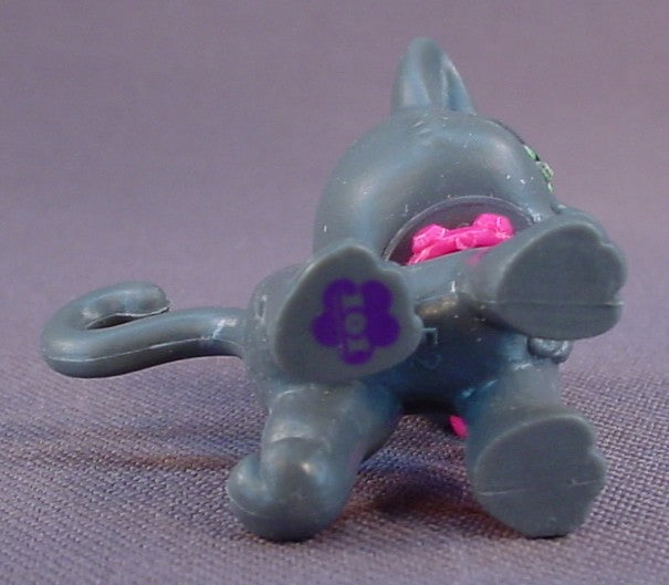 Polly Pocket Sparklin' Pets #101 Dark Gray Kitty Cat With A Dark Pink Collar From A Sparklin' Pets Dress Up Mini Set, Assortment P1927 Or P1928, 2008 Mattel