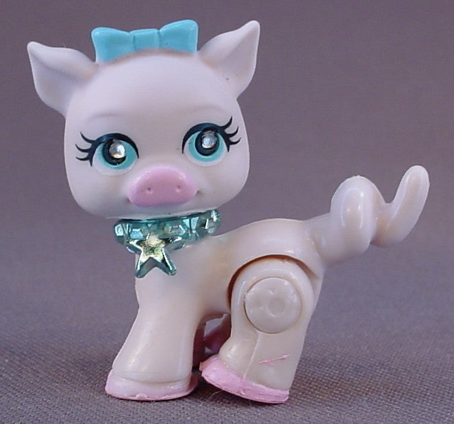Polly Pocket Sparklin' Pets #08 Pink Pig With A Shiny Blue Collar, Pirouette Pairs, 2007 Mattel