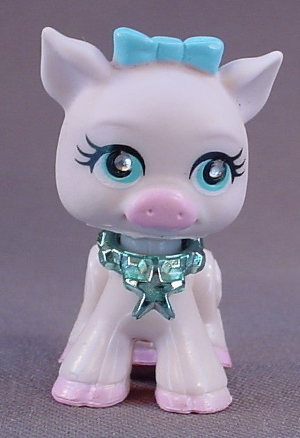 Polly Pocket Sparklin' Pets #08 Pink Pig With A Shiny Blue Collar, Pirouette Pairs, 2007 Mattel