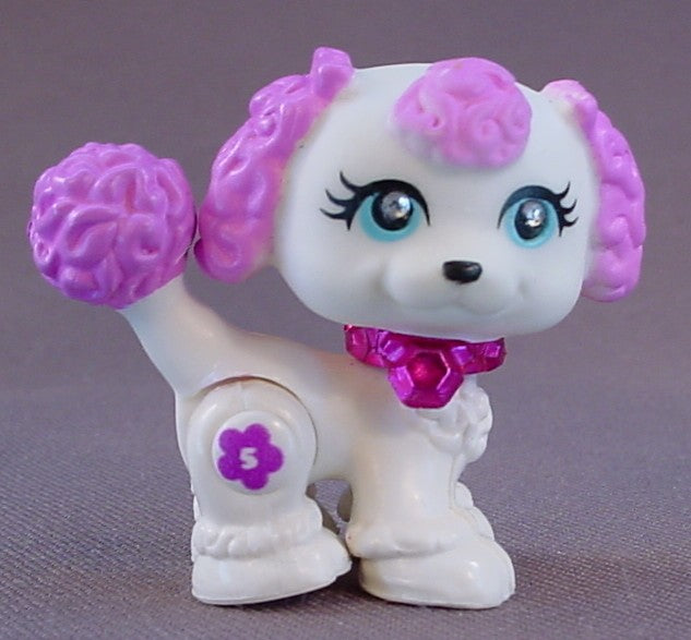 Polly Pocket Sparklin' Pets #06 White & Pink Puppy Dog With A Shiny Pink Collar, Pirouette Pairs, 2007 Mattel