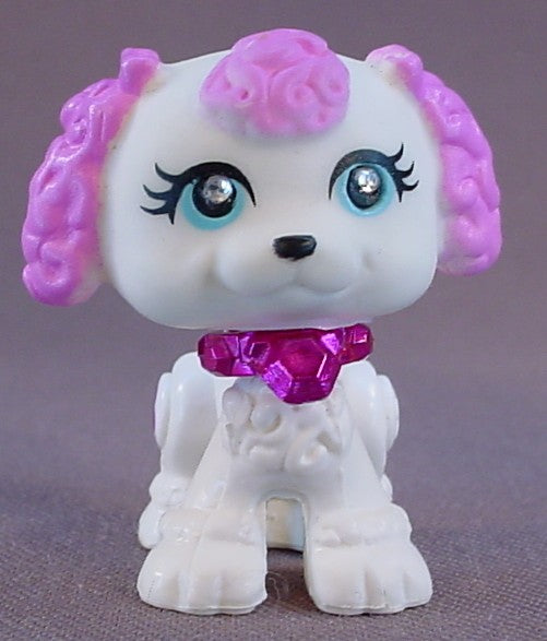 Polly Pocket Sparklin' Pets #06 White & Pink Puppy Dog With A Shiny Pink Collar, Pirouette Pairs, 2007 Mattel