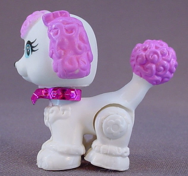 Polly Pocket Sparklin' Pets #06 White & Pink Puppy Dog With A Shiny Pink Collar, Pirouette Pairs, 2007 Mattel