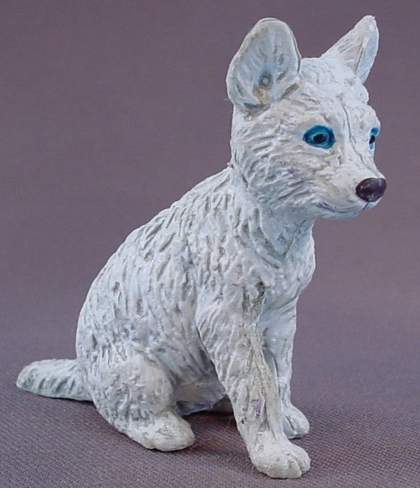 AAA Sitting White Wolf Cub PVC Figure, 2 1/2 Inches Tall, #55007, Vintage, 1990S