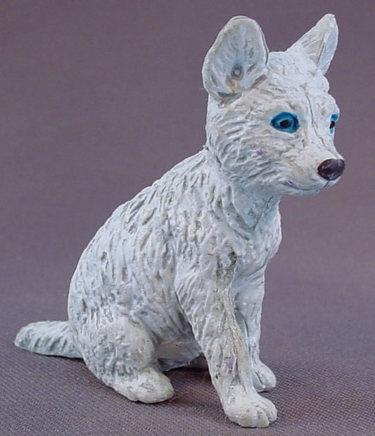 AAA Sitting White Wolf Cub PVC Figure, 2 1/2 Inches Tall, #55007, Vintage, 1990S