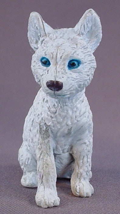 AAA Sitting White Wolf Cub PVC Figure, 2 1/2 Inches Tall, #55007, Vintage, 1990S
