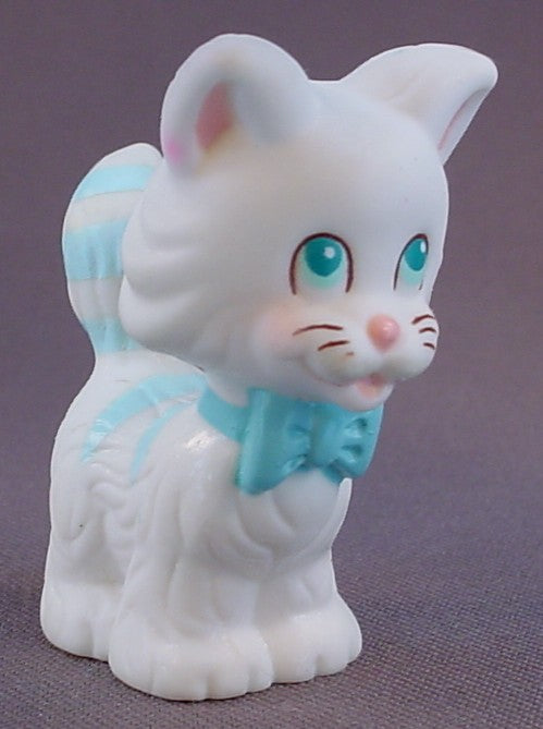 Tyco Quints Little Kittens Boy Kitty Cat Vinyl Figure With A Blue Bow, 2 1/8 Inches Tall, Vintage, 1991 Tyco
