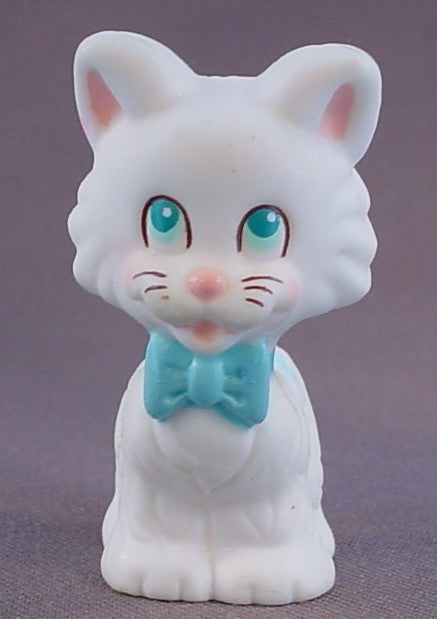 Tyco Quints Little Kittens Boy Kitty Cat Vinyl Figure With A Blue Bow, 2 1/8 Inches Tall, Vintage, 1991 Tyco