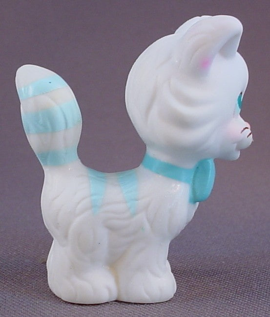 Tyco Quints Little Kittens Boy Kitty Cat Vinyl Figure With A Blue Bow, 2 1/8 Inches Tall, Vintage, 1991 Tyco