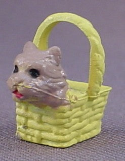 The Wizard Of Oz Toto In A Yellow Basket Accessory For A 1988 4 Inch Tall Dorothy PVC Figure, MGM Turner, Vintage, Multi Toys Corp, Multitoys