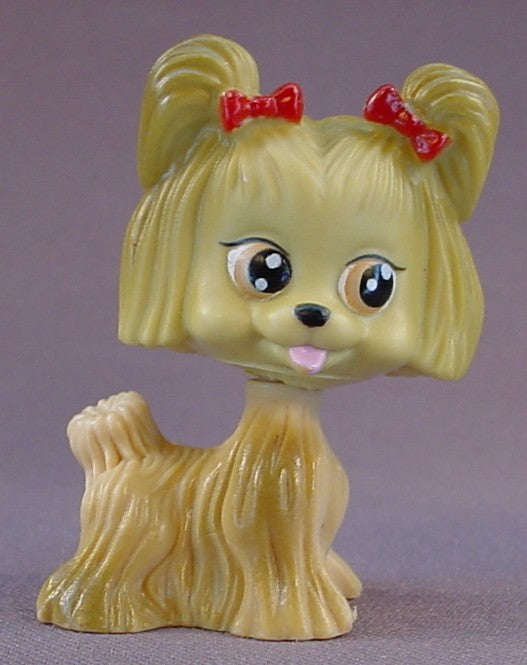 My Pet Pals Chic Boutique Light Brown Yorkie Dog With Dark Red Bows, Similar To Littlest Pet Shop, 2006 To 2008 Mattel